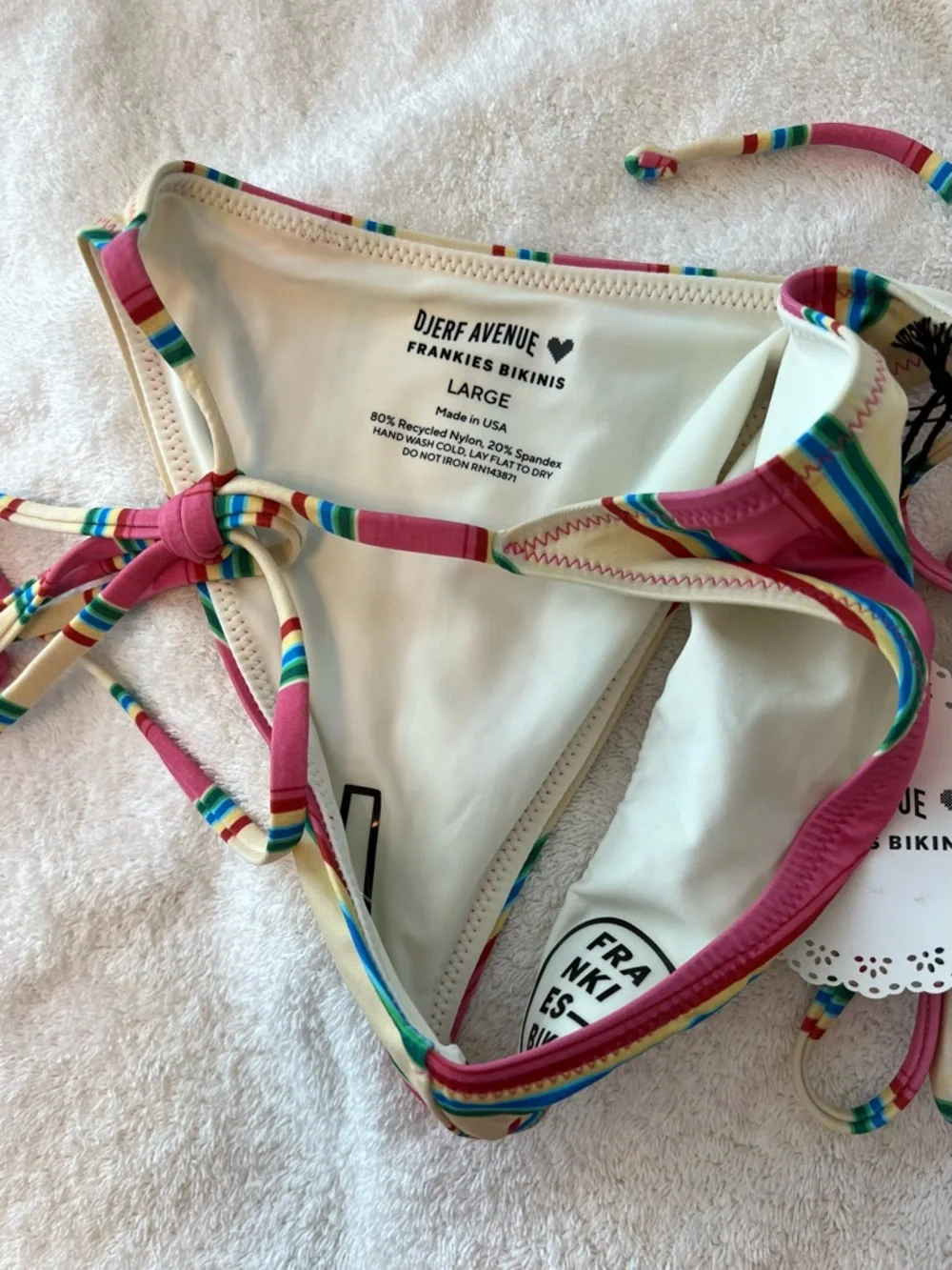 Djerf Frankie’s Stripe Bikini Bottom L & Keychain BNWT - Picture 5 of 8